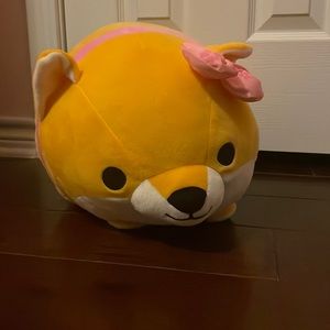 17in long 10in wide yellow plush Shiba Inu.